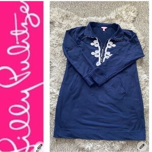 Lilly Pulitzer Blue Midi Dress with White Accents